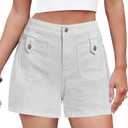 luvamia Jean Shorts for Women High Waisted Wide Leg Elastic Waist Stretchy Denim Jorts Summer Causal White Shorts for Woman Cream White Size XX-Large Fits US 20-22