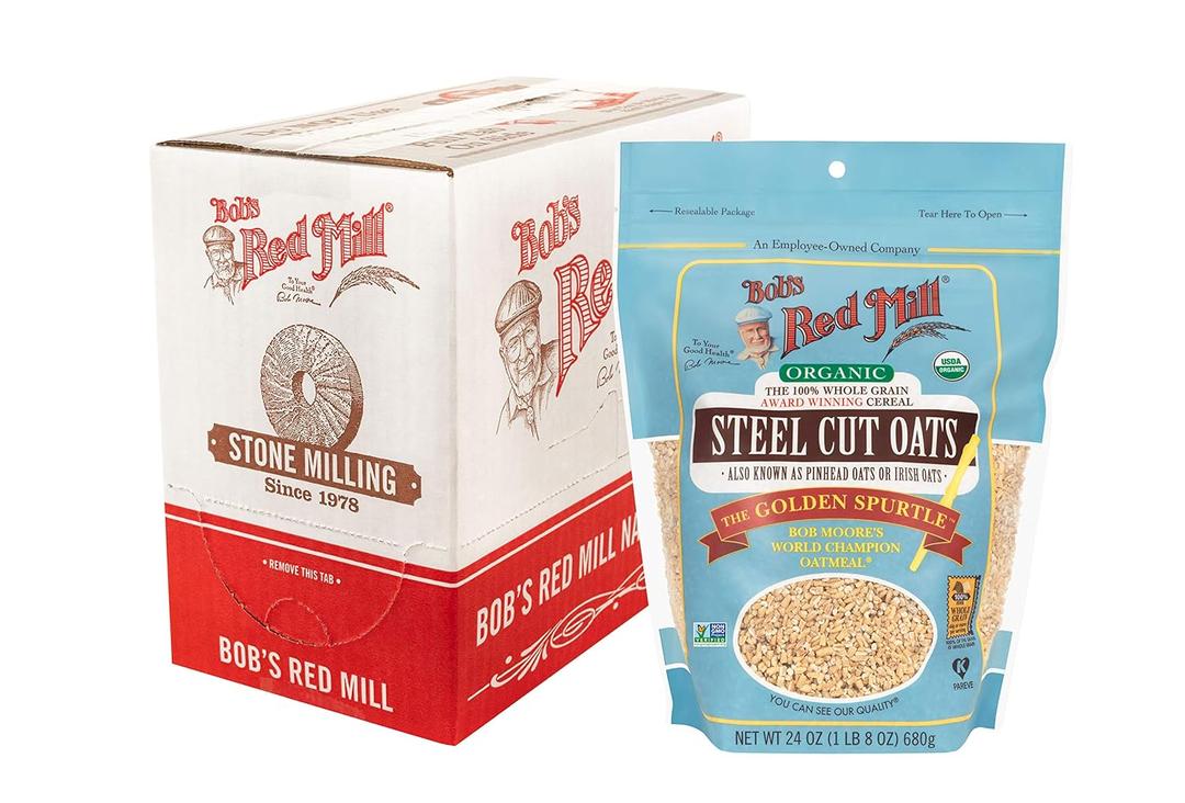 Bob's Red Mill Organic Steel Cut Oats, 24oz (Pack of 4) - Non GMO, Whole Grain, Vegan, Kosher