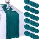 6 Pack Teal Cheesecloth Table Runner 10FT Boho Gauze Fabric Table Runner 35 x 120 Inch Rustic Sheer Runner for Centerpiece Wedding Decor Baby Shower Party Boho Table Decoration(Teal)