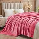 NEWCOSPLAY Super Soft King Blanket Coral Pink Premium Silky Flannel Fleece Leaves Pattern Lightweight Bed Blanket All Season Use (Coral Pink, King(90"x110"))