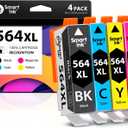 Smart Ink Compatible Ink Cartridge Replacement for HP 564 XL 564XL High Yield (4 Combo Pack) for DeskJet 3520 3522 Photosmart 7520 6520 5520 7525 5514 7510 OfficeJet 4620 Printers