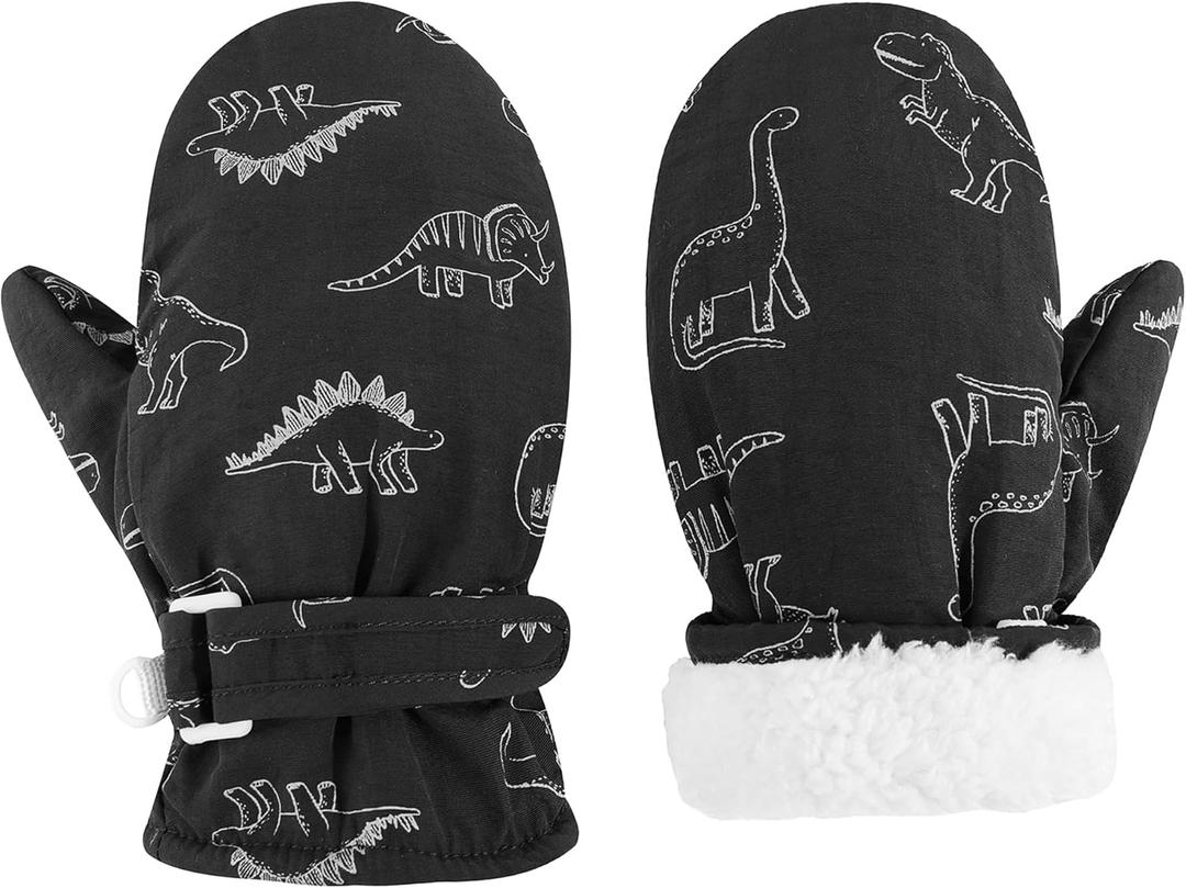 Toddler Mittens Lined Fleece Snow Gloves for Boys Girls Kids Winter Ski Gloves Baby Mittens (2-4 Years, Black)