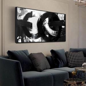Ouzzlie Large Black and White Wall Art Abstract Wall Decor 24" x 48" Living Room
