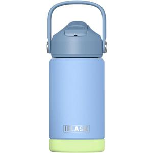 12oz Kids Water Bottle with Straw Lid | 100% Leak Proof | Insulated Stainless Steel Double Walled Thermos | BPA and Sweat free | Hot & Cold (Sky Blue)