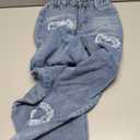 SHENHE Girl's Y2K Heart Applique Elastic High Waist Jeans Wide Leg Loose Denim Pants 10Y