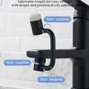 2 Pcs 1440 Rotatable Faucet Aerator Extension, U Shaped Shape Universal 360 Rotating Sink Faucet Extender for Kitchen & Bathroom 2 Modes Adjustable Black
