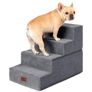 EHEYCIGA Dog Stairs for Bed 18" H, 4-Step Dog Steps for High Bed, Pet Steps for Small Dogs and Cats, Non-Slip Balanced Pet Ramp Indoor, Grey