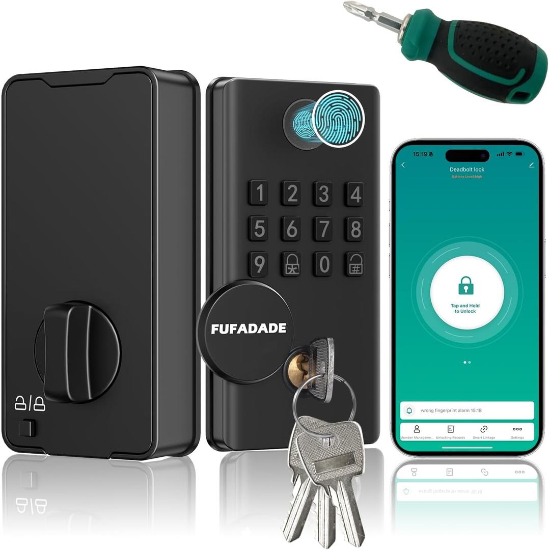 Keyless Entry Door Lock Deadbolt,Upgraded Electronic Deadbolt Smart Lock with Tuya App Control & 4 Keys,High Security Smart Lock,Digital Keypad Door Locks,One-time Code, Auto-Locking,Easy to Install