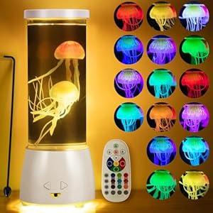 JSOT Jellyfish Decor Lamp 16 Colorful Changing with 4 Light Modes for Christmas Gift, Jellyfish Aquarium Nights Light with Remote Control USB/Battery for Children's, Adult's Gift. (White)