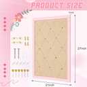 DoubleFill Pink Bulletin Board 21" x 27" Pink Linen Fabric Decorative Board Hanging Memo Boards with 20 Pushpins for Women Office Large Cork Bulletin Boards for Home & Office Wall Decor Photos Display, 29.5" x 20.5"