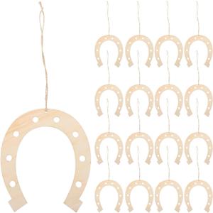 BESPORTBLE 24pcs Unfinished Horseshoe Wood Cutouts, DIY Graffiti Wooden Slices, Smooth Edges, 6.69 x 5.90 Inch, Khaki, for Crafts and Decorations