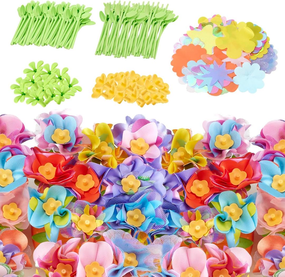 Hamdol Flower Press Toy Accessories for Kids, DIY Fabric Flower Craft Refill Kit, Arts & Crafts Supplies for Flower Bouquet Making, Perfect for Valentine, Easter, Birthday Gift (Black)