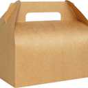 UnicoPak 30 Pack 9x6x6 Kraft Gable Boxes, Food-grade Cardboard Paper Lunch Boxes, Recyclable Gift Boxes with Handles for Treats, Picnic, Takeout Food, Goodie Bags, Sturdy Barn Boxes
