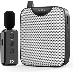 SHIDU 35W Power Voice Amplifier with Bluetooth Wireless Lavalier Microphone, Portable Teacher Mic with Speaker Personal Clip On Microphone System for Teacher Meeting Training-M500 (Black)