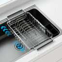 Expandable Over The Sink Dish Drying Rack, Anti-Rust Stainless Steel in Sink Dish Drainer with Cutlery Holder, Counter Space Saving Sturdy Sink Drying Rack for Many Kitchen Drain Task