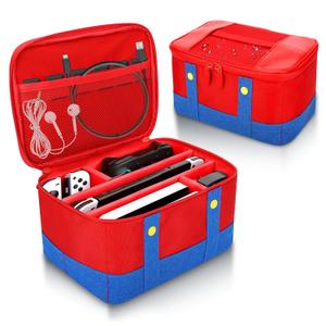 Vadaxx Cute Switch Carry Case for Nintendo Switch/Lite/OLED, Portable Soft Shell Waterproof Protective Storage Travel Carrying Case Messenger Bag Oxford for NS SD Console Dock JoyCons Accessories (Red)