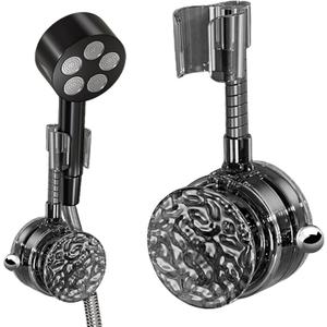 Suction Cup Shower Head Holder,no Drilling Required and Seamless Installation Handheld Shower Head holderPC Material with Shower Ball Hook,Suitable for 1.3-inch Diameter Shower Head (Black)