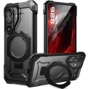 SUPCASE for Samsung Galaxy S26 Case with Kickstand (Unicorn Beetle Grip), [Wireless Charging Compatible] [Military-Grade Protection] Heavy-Duty Magnetic Phone Case for Samsung S26 6.3 Inch, Black
