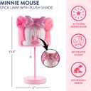 Idea Nuova Disney Minnie Mouse Table Lamp,Plush Pink Base with Decorative Shade, Kids Bedroom or Nursery Lighting, Cute Character Lamp for Girls