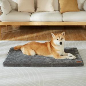 LIORCE Dog Crate Pad - Dog Bed Large Sized Dogs with Removable Washable Cover and Waterproof Lining - Memory Foam Pet Bed for Crate - Reversible Kennel Mat (Cool & Warm), 36-inch, Grey