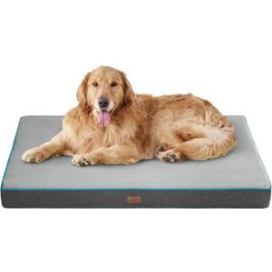 Bedsure Cama extragrande de espuma viscoelstica para perros  Tapete ortopdico impermeable para mascotas con funda extrable lavable y parte inferior antideslizante  Cama superior de franela de (Gris)