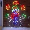 Christmas Window Decorations Lights, 24" Large Animated Light up Window Silhouette Lights for Indoor Home New Year Festival Holiday Decor(Juggling Snowman)