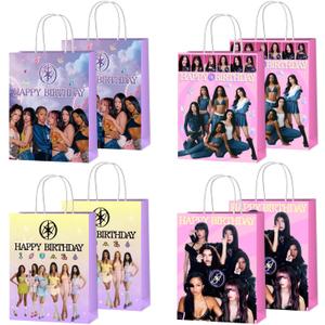 xituodai 16Pcs Birthday Party Decorations Goodie Bags Double Side Fashion Singer Theme Colorful Paper Candy Bags with Handle for Happy Birthday Party Supplies