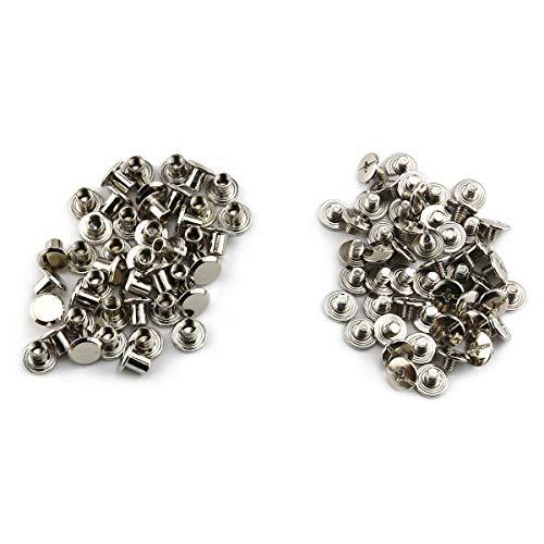 E-outstanding Phillip Chicago Screw 120sets 5x6mm Silver Chicago Screw Cross Head Phillips Drive Binding Screws Rivet Assembly Bolt for Book Binding DIY Leather Craft