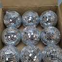 Suwimut 9 Pack Mirror Disco Ball, 4 Inch Small Mirror Ball Ornaments Silver Hanging Disco Balls with Attached String for Reflect Light, Party Favor, Home Bands Decorations, Stage Props, Christmas