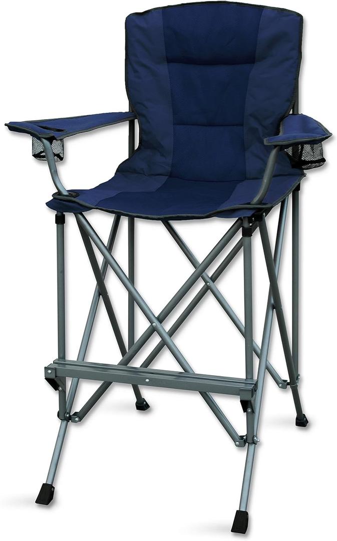 RMS Extra Tall Folding Chair - 31" Seat Height Director Chair for Camping, Home Patio and Sports - Portable and Collapsible with Footrest and Carrying Bag - Up to 300 lbs Weight Capacity (Blue) (Blue)