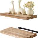 Floating Shelves for Wall Set of 2, Rustic Paulownia Wood Wall Mounted Shelves for Bedroom, Living Room, Kitchen Hanging Display Shelf, 16x6 Inches