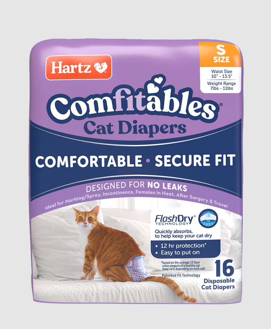 Hartz Comfitables Cat Diapers, Size S 16 Count, Comfortable & Secure Fit, Easy to Put On