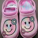 Smiley Face Size 3 Pink Children's Clogs Slip-on Slides Non-Slip Beach 12