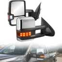 Power Folding Towing Mirror Assembly Pair, Power Heated Tow Mirror Set with Turn Signal and Amber Running Light, FIT Chevy Silverado 1500 2014-2018 2500HD 3500HD 2015-2019, FIT GMC Sierra