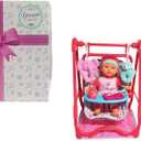 DREAM COLLECTION, Baby Doll 4-in-1 High Chair Play Set - Lifelike Baby Doll and Accessories for Realistic Pretend Play, Posable Soft Toy - 12 (Teal & Magenta)