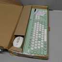 Wireless Keyboard and Mouse Combo for Windows & Mac OS, Full-Size Keyboard and Mouse Colorful with USB Receiver&Phone Cradle for Laptop Computer MacBook, GreenWhite