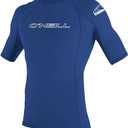 O'Neill Mens Basic Skins Short Sleeve Rashguard, UPF 50+ Sun and Rash Protection for Surfing and All Outdoor Activities Blue, L