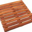 Teak Shower Mat, Non-Slip Bath Mat, Luxury Spa Mat, Wooden Mat for Bathtub, 20 x 20 in