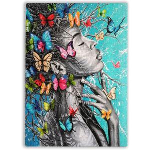 Jigsaw Puzzles 1000 Pieces for Adults, Black Woman Butterfly Black Girl Queen African American Tileable Puzzle, Fun Toys for Girls, Adults & Teens