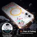 2 x PIXIU Case for iPhone 16 Compatible with Magsafe, Laser Glossy Pattern,Cute Curly Wave Clear TPU Bumper Military Grade Drop tection Phone Cover for Women/Girls -Pink Flower