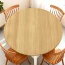 Elastic Tablecloth for Round Tables, Waterproof Tablecover for Up to 32"-36" Round Table, Dining Tablecover for Indoor and Outdoor, Holiday, Light Brown Wood