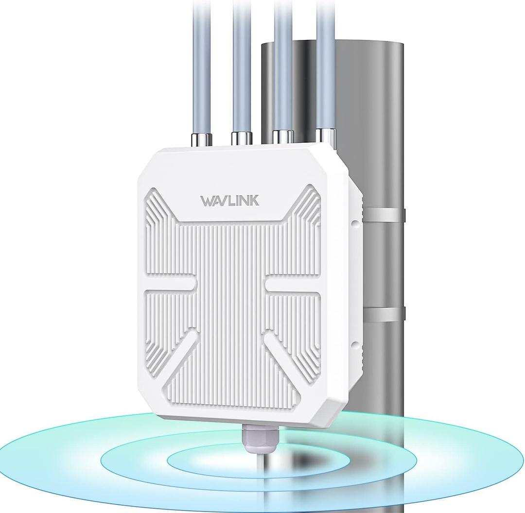 WAVLINK AX1800 Outdoor WiFi 6 Extender, Long-Range High-Power Outdoor Access Point with Engineered High-Gain Antennas, PoE, IP67 Weatherproof for Yard, Farm, RV & Garage. (573HX1)