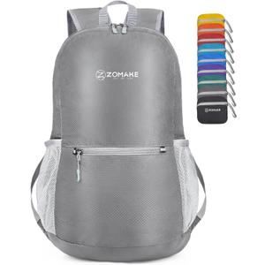 ZOMAKE Ultra Lightweight Hiking Backpack 20L, Packable Small Backpacks Water Resistant Daypack for Women Men(Silver Gray)