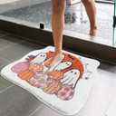 SHIYUE Cute Ghost Halloween Bath Rug, Boho Vintage Floral Abstract Spooky Gothic Mat,Soft Microfiber Non Slip for Bathroom Aesthetic Deco (21" x 25" Colorful Pumpkin)