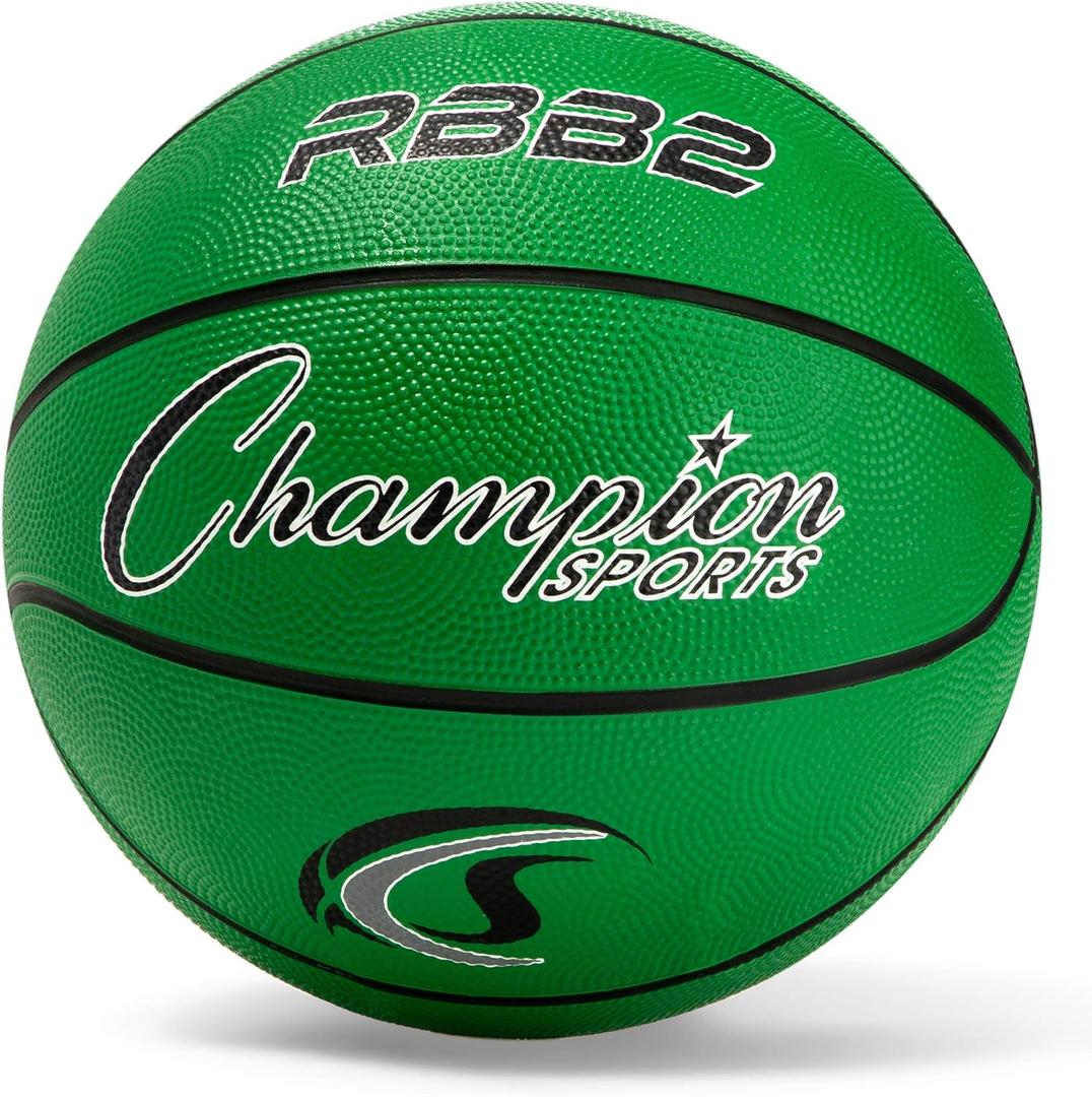 Champion Sports Rubber Basketballs  Heavy Duty Pro-Style, Indoor/Outdoor Use, Premium Basketball Equipment for Physical Education, Various Sizes & Colors (Size 3, 5, 6, 7) (Green)