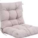 QILLOWAY Outdoor Chair Cushion for Patio Furniture, Waterproof Patio Cushions Set of 2 with Ties, Fade Resistant Replacement Pads for Outdoor Rocking Chairs,Tan,Grey