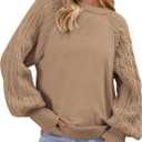 PRETTYGARDEN Womens Sweaters Spring Fashion 2026 Crew Neck Cable Knit Casual Loose Chunky Tunic Sweater Winter Clothing (M)