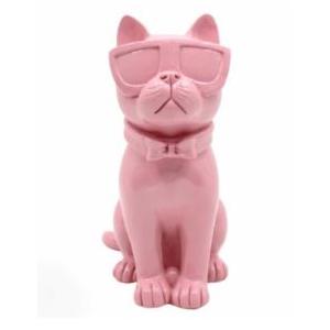 Pink Sitting Cat  With Sunglasses Figurine 8.7”