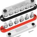 DaierTek 300A Bus Bar 12V Marine 12V Power Distribution Block with Cover 6 x 3/8" (M10) Terminal Studs Max 300V AC 48V DC Positive & Ground Busbar for Automotive Car Boat