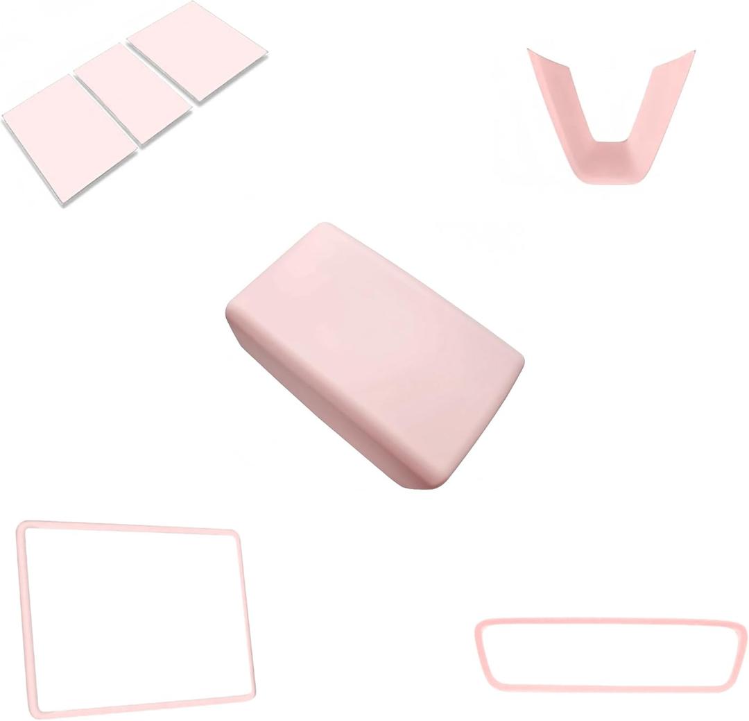 frani Center Console Cover 5Pcs Set for Tesla Model 3 2024-2026 Highland and Model Y Juniper 2025,Tesla Interior Center Console Cover Decor Accessories Pink